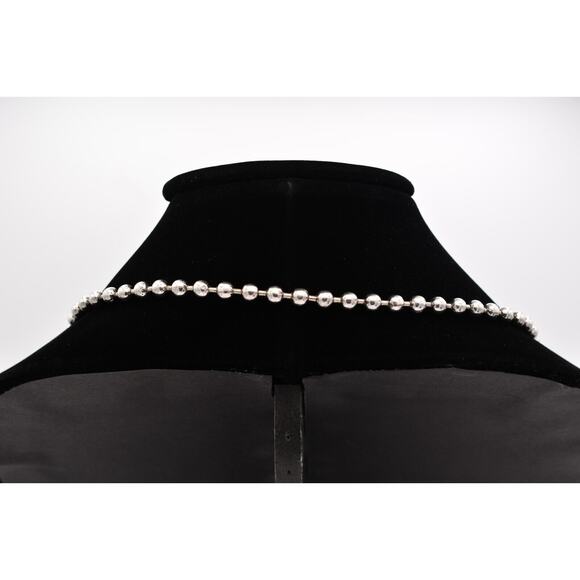 Chunky Charm Pendant Necklace Shiny Silver Tone Ball Heart Hammered Chain Bin2 - Picture 5 of 12